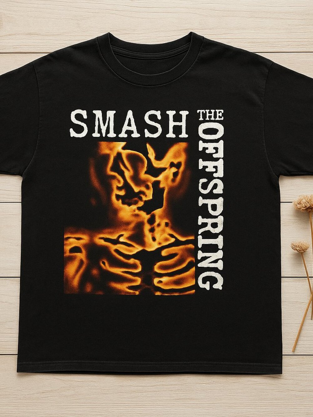 Smashing Pumpkins Graphic T-Shirt | Alternative Rock Band Tee | Orange Skeleton